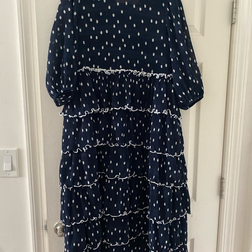 Ganni Midnight Blue Dress with White Dots